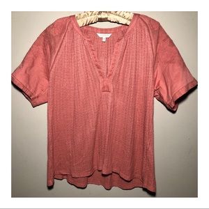 LUCK BRAND V neck embroidery top